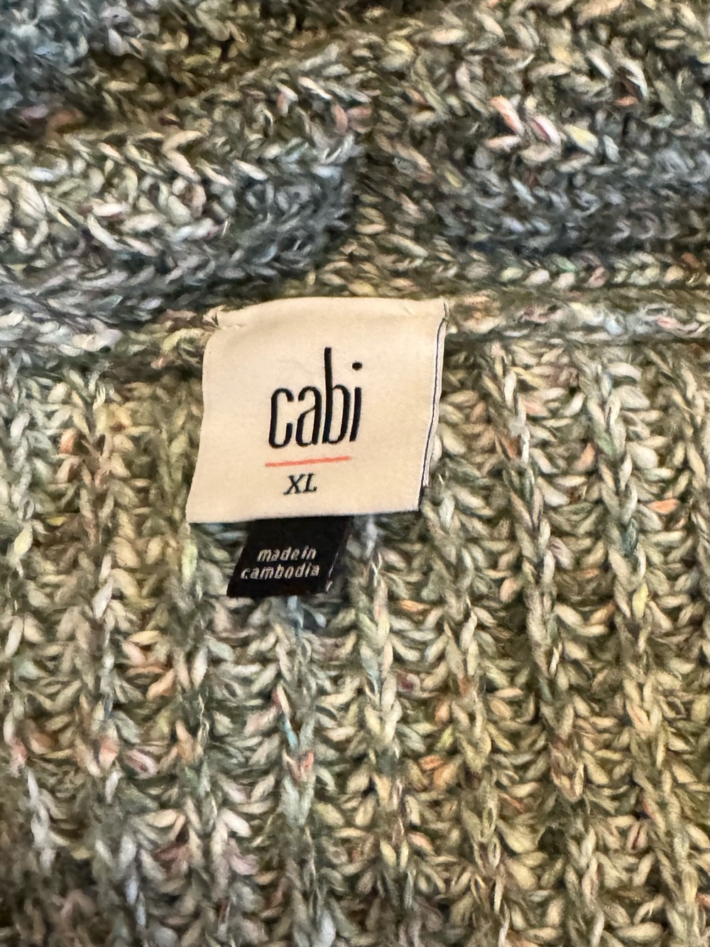 CAbi XL Marled Olive-Green Open Knit Cardigan - Picture 3 of 3